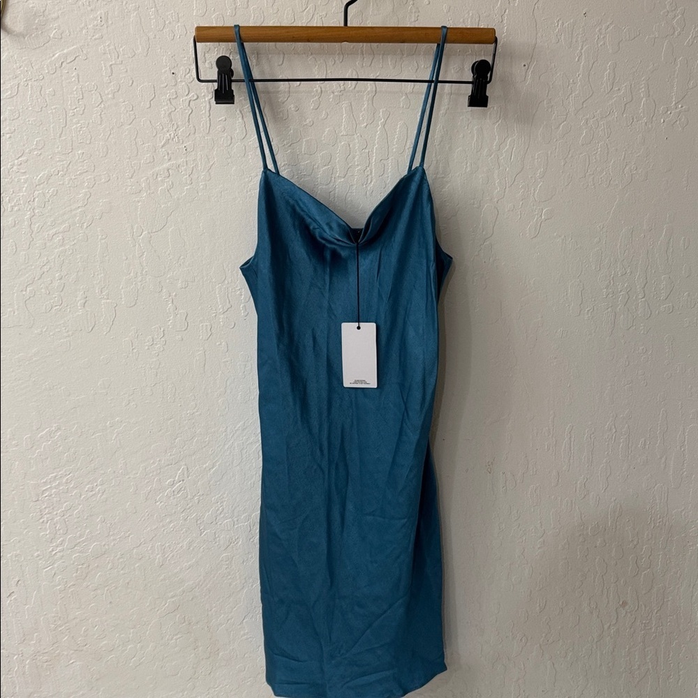 Revolve Lanston Blue XS Cowl Neck Slip Dress NWT - Picture 2 of 6